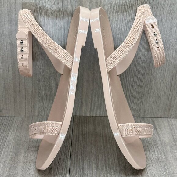 Melissa Sandals Womens Sz 5 M Lover Strappy Flats Vegan Synthetic Beige - Picture 8 of 12